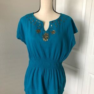 ❤️3X20 CATO EMBROIDERY PEPLUM TOP